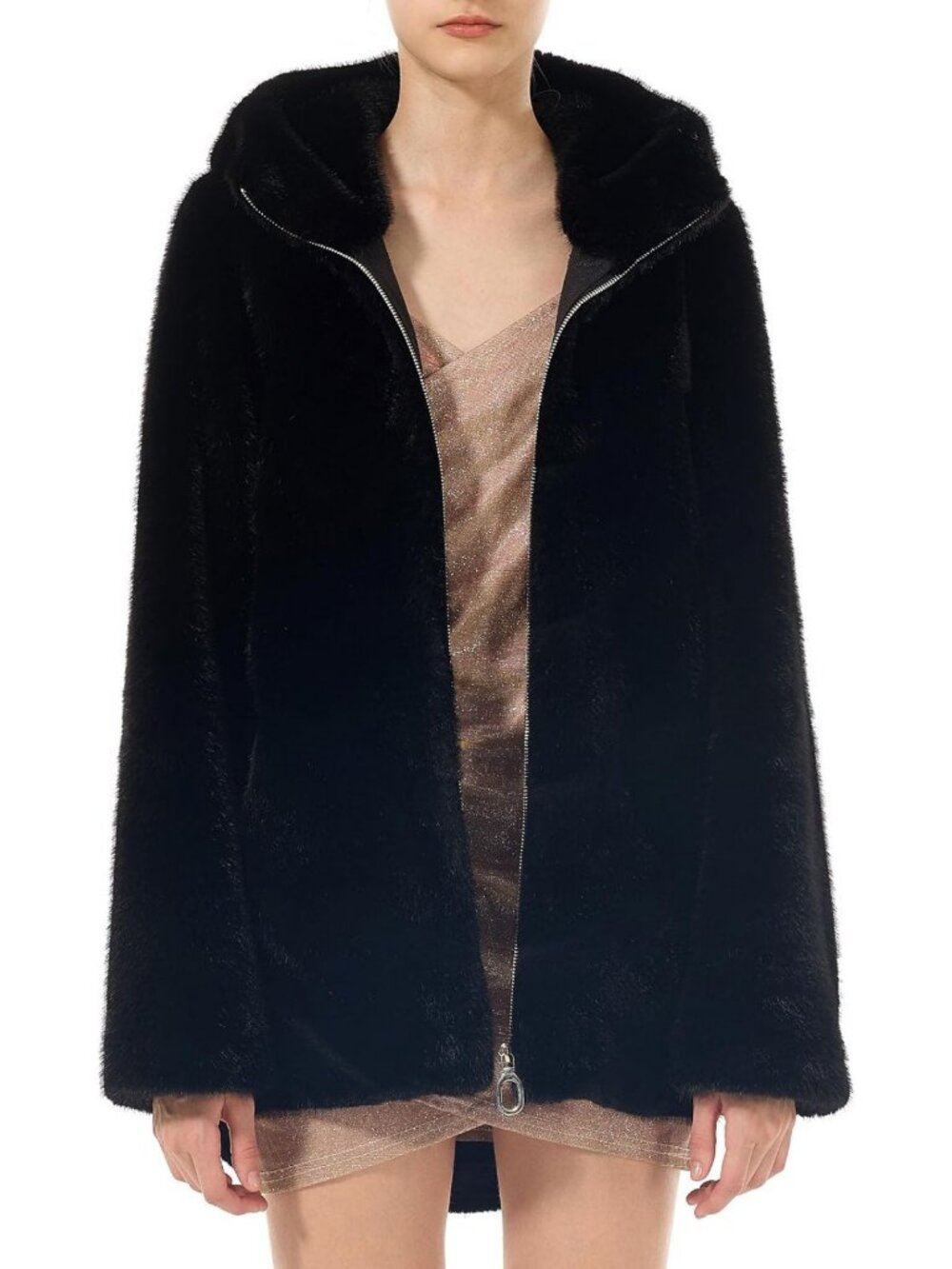 Cozy Faux Fur Zip-Up Hoodie Jacket with Pockets | Fluffy Open Front for